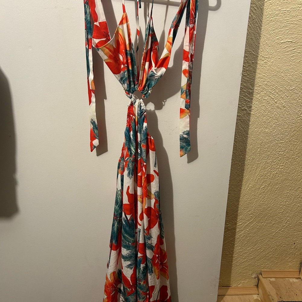 Floral Red and Green Women's Dress